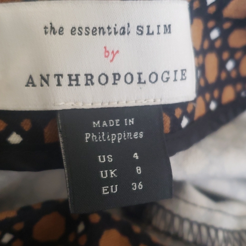 Anthropologie Essential Slim Pants Indie Sleaze Geometric Print Size 4 - Picture 9 of 10
